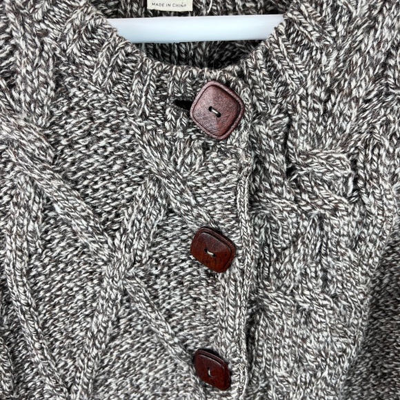 Far From Away Close Duster Cardigan Sweater Brown White Wool Blend - Picture 3 of 5